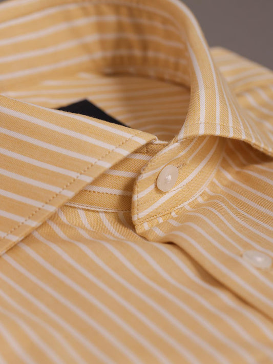 AMBER YELLOW TWILL STRIPE SHIRT