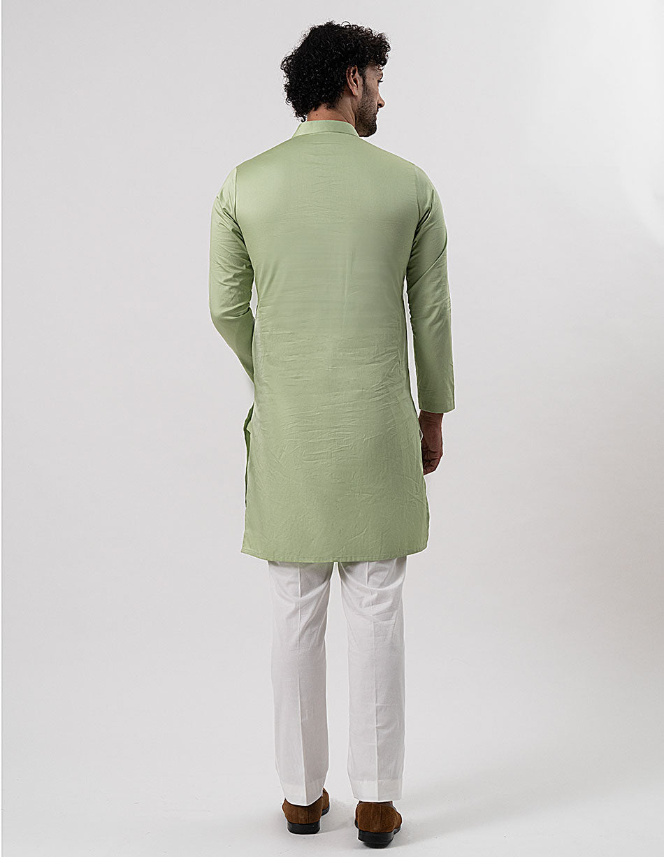 Pista Green Cotton-Satin Kurta