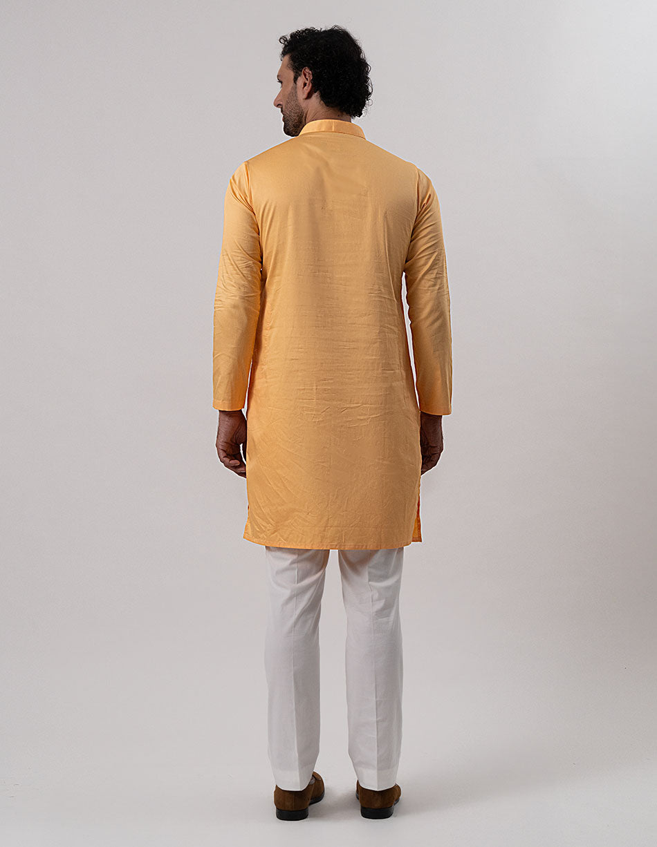 Peach Cotton-Satin Kurta