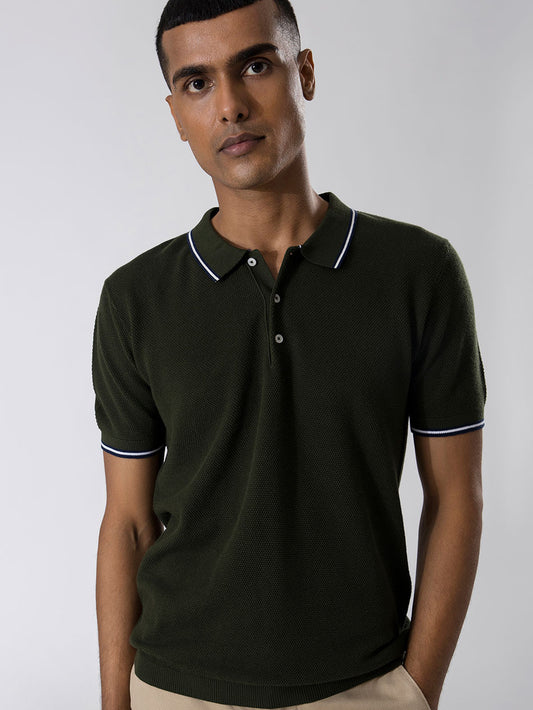 ARMY GREEN PIQUE POLO