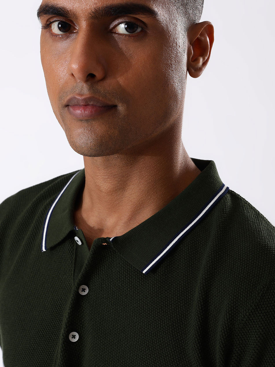 ARMY GREEN PIQUE POLO