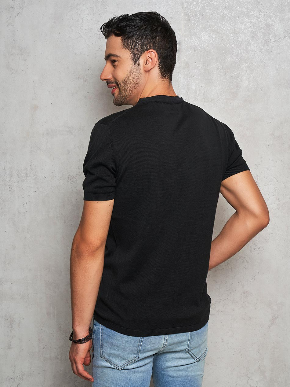 BLACK KNIT CREW