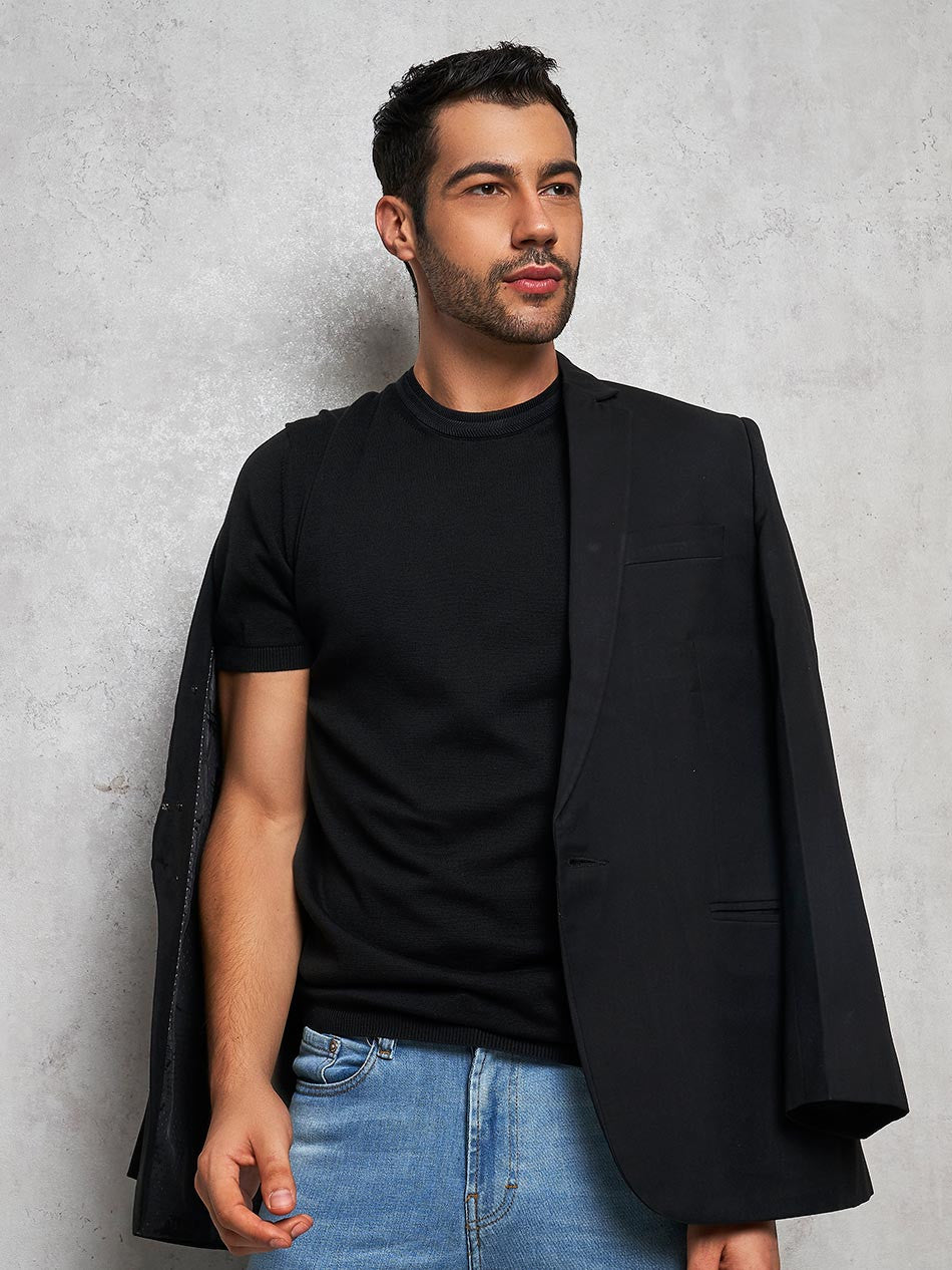 BLACK KNIT CREW