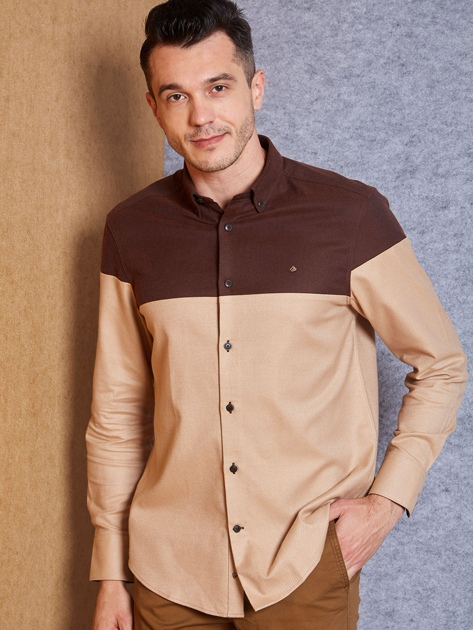 BROWN KHAKI COLORBLOCK