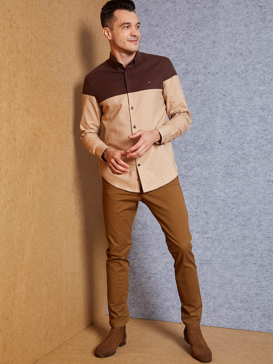 BROWN KHAKI COLORBLOCK