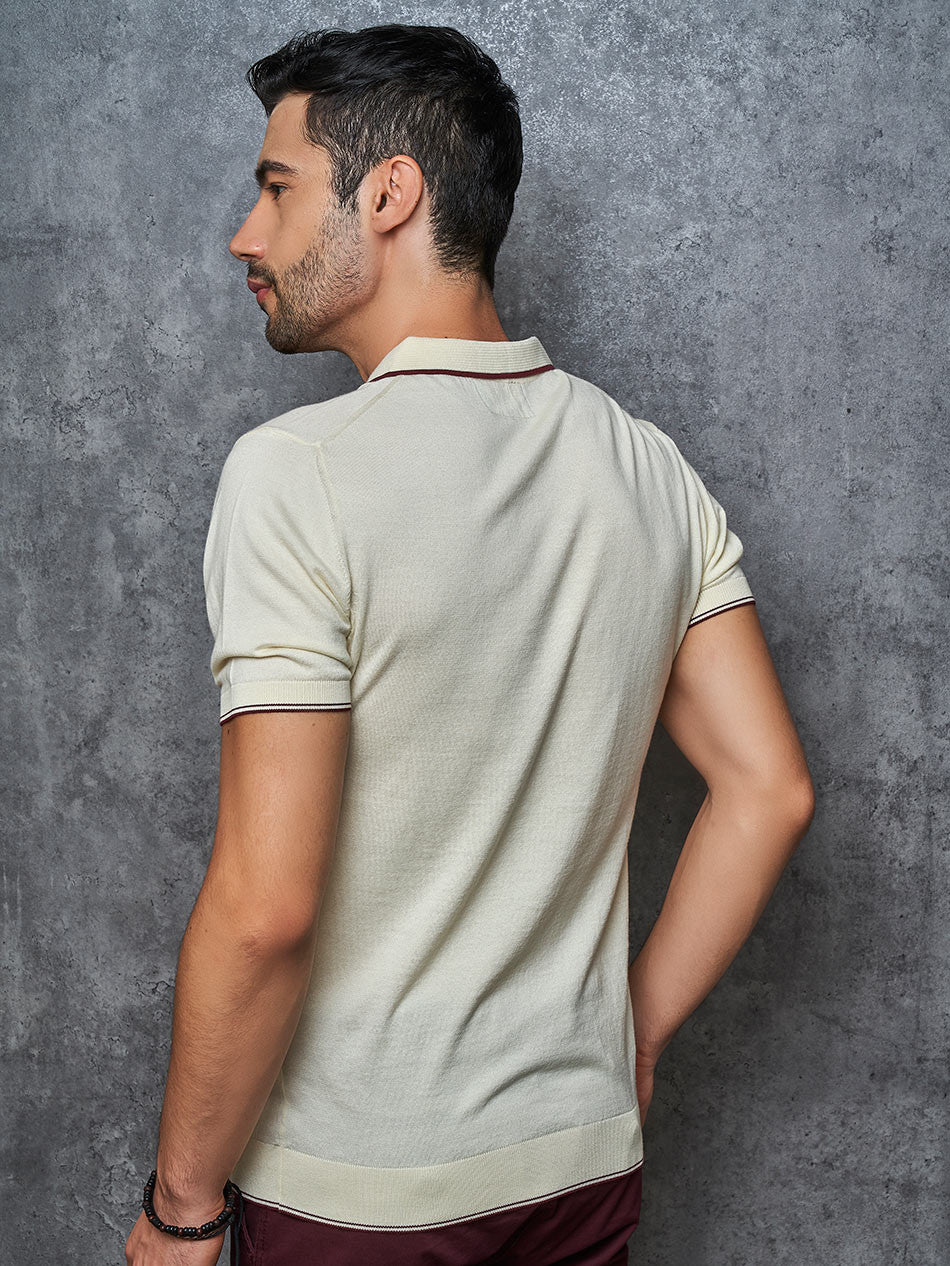 CREAM KNIT POLO