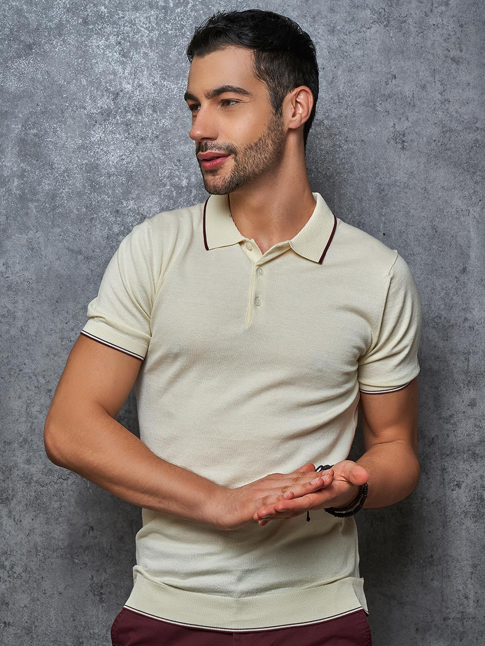 CREAM KNIT POLO