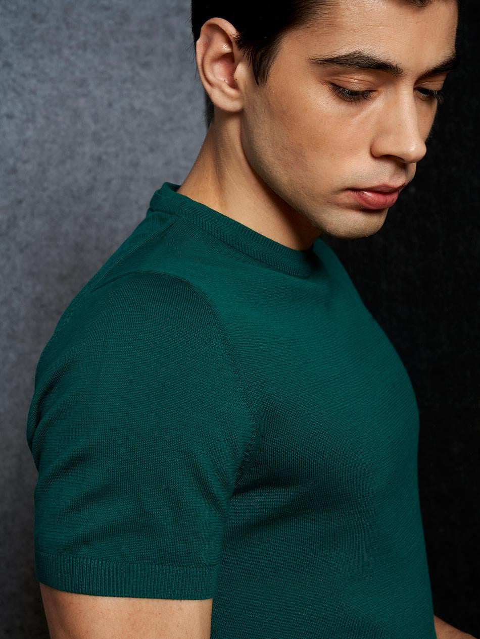 GREEN KNIT CREW