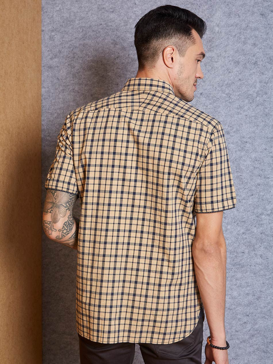 KHAKI NAVY CHECK - S/S