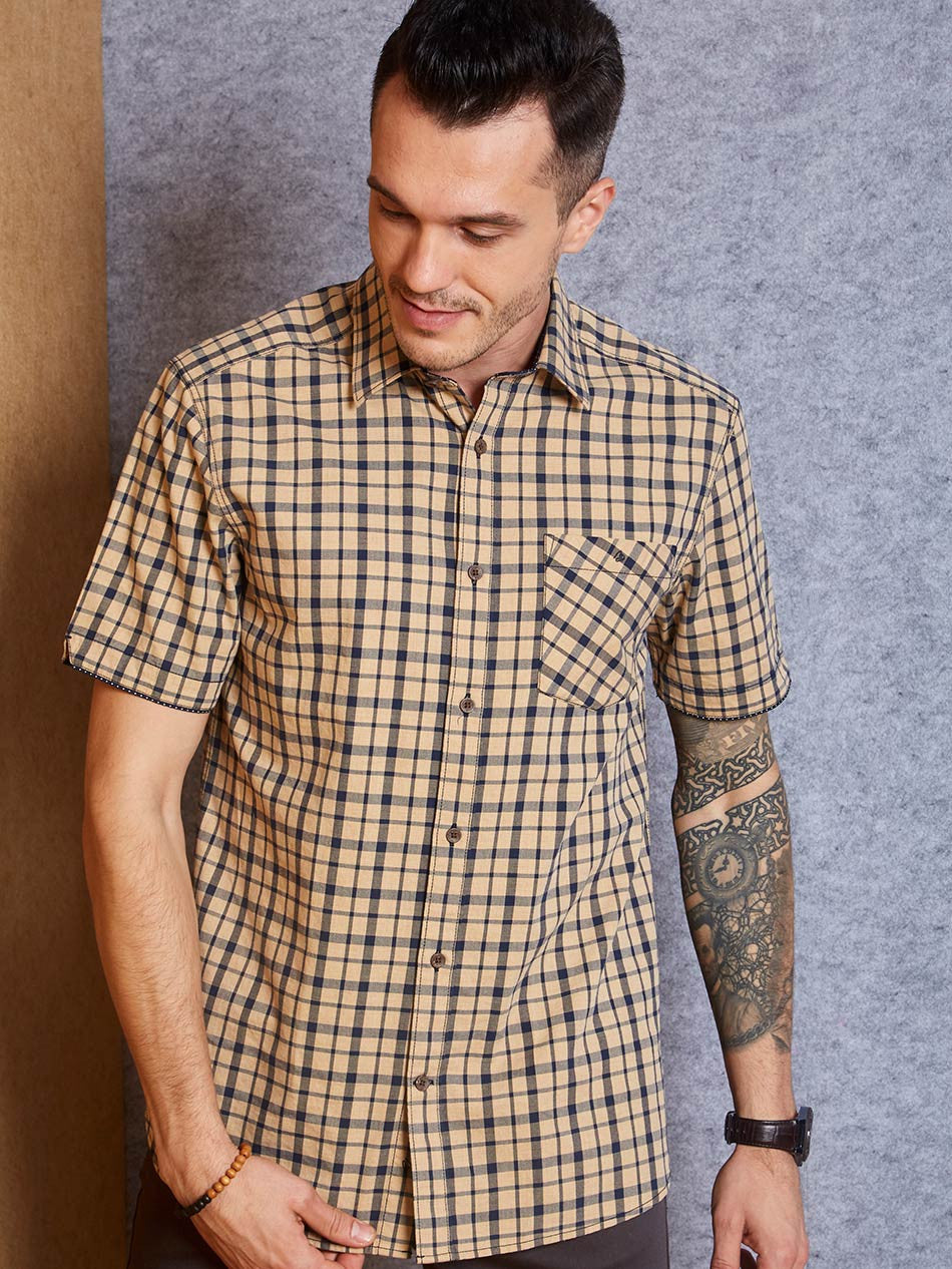 KHAKI NAVY CHECK - S/S