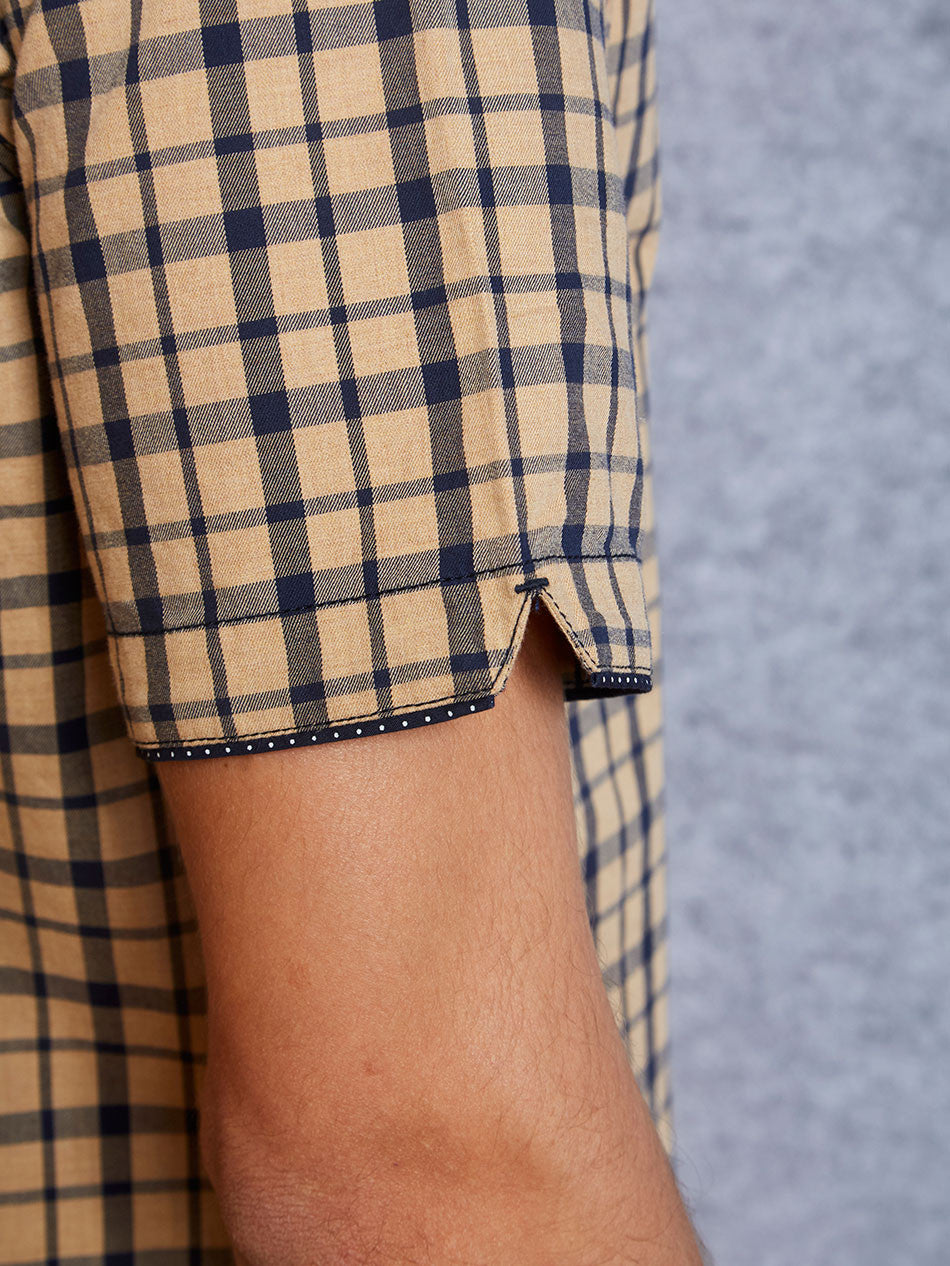 KHAKI NAVY CHECK - S/S