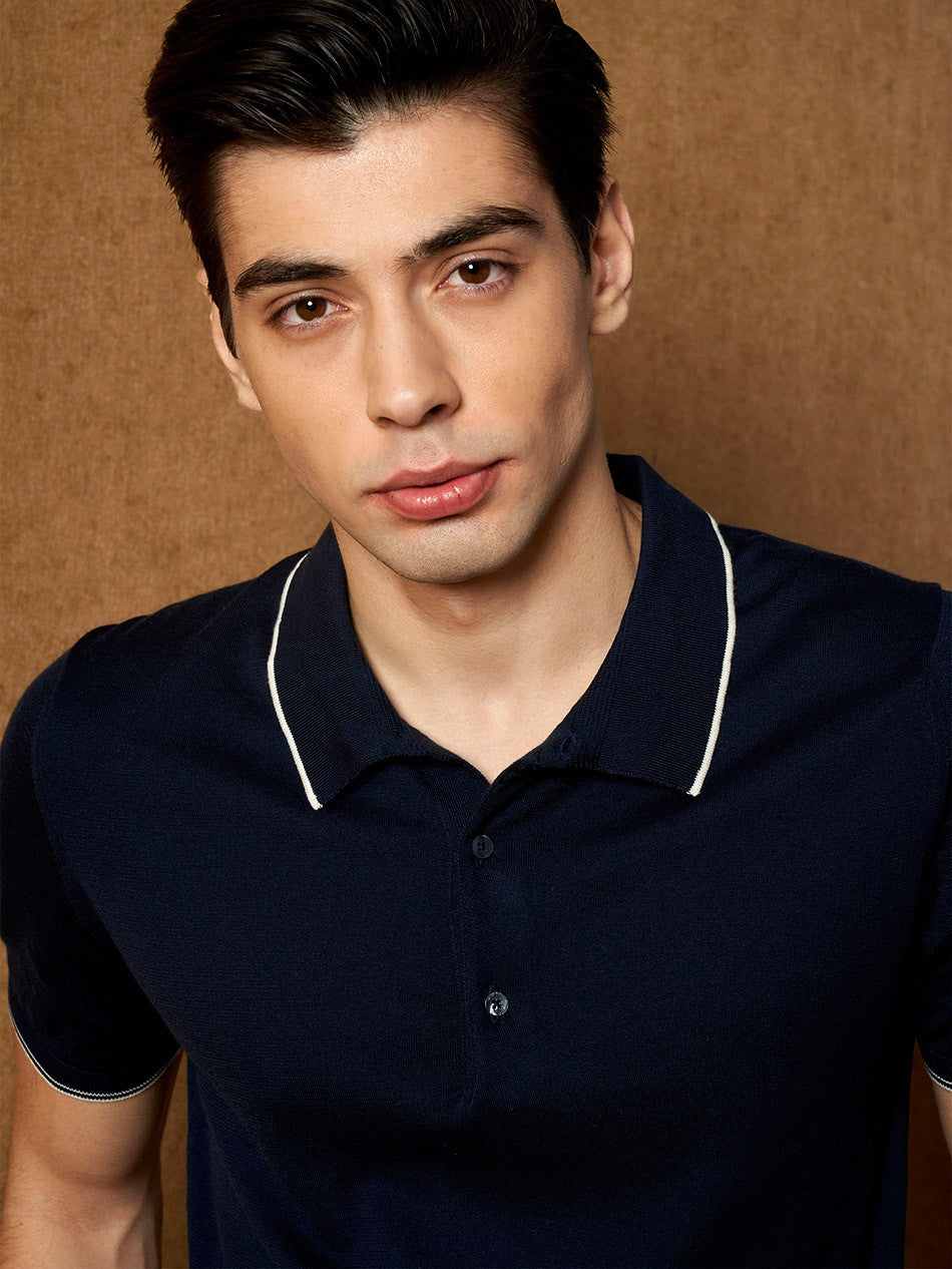 NAVY KNIT POLO