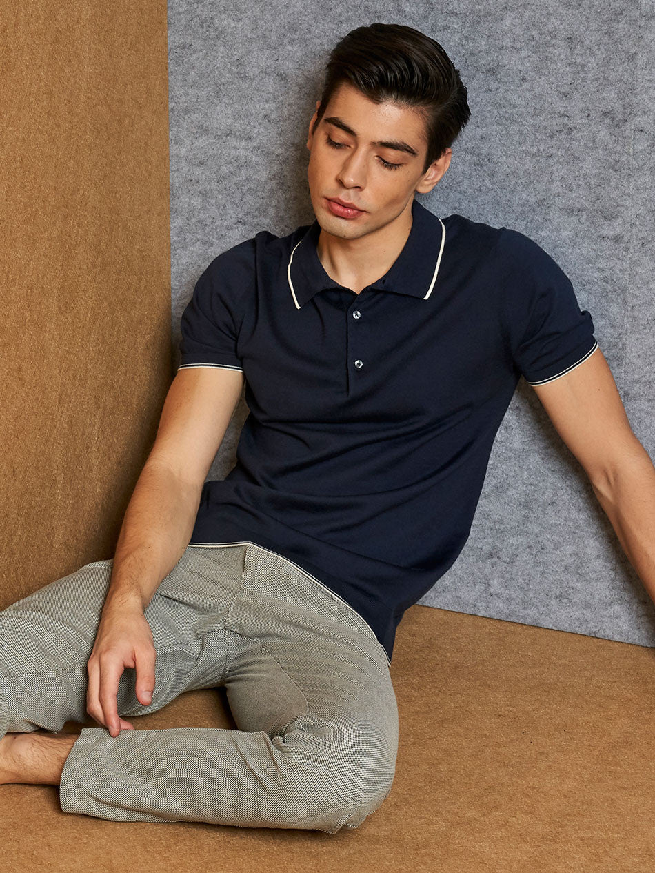 NAVY KNIT POLO