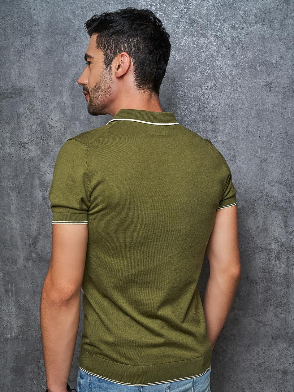 OLIVE KNIT POLO