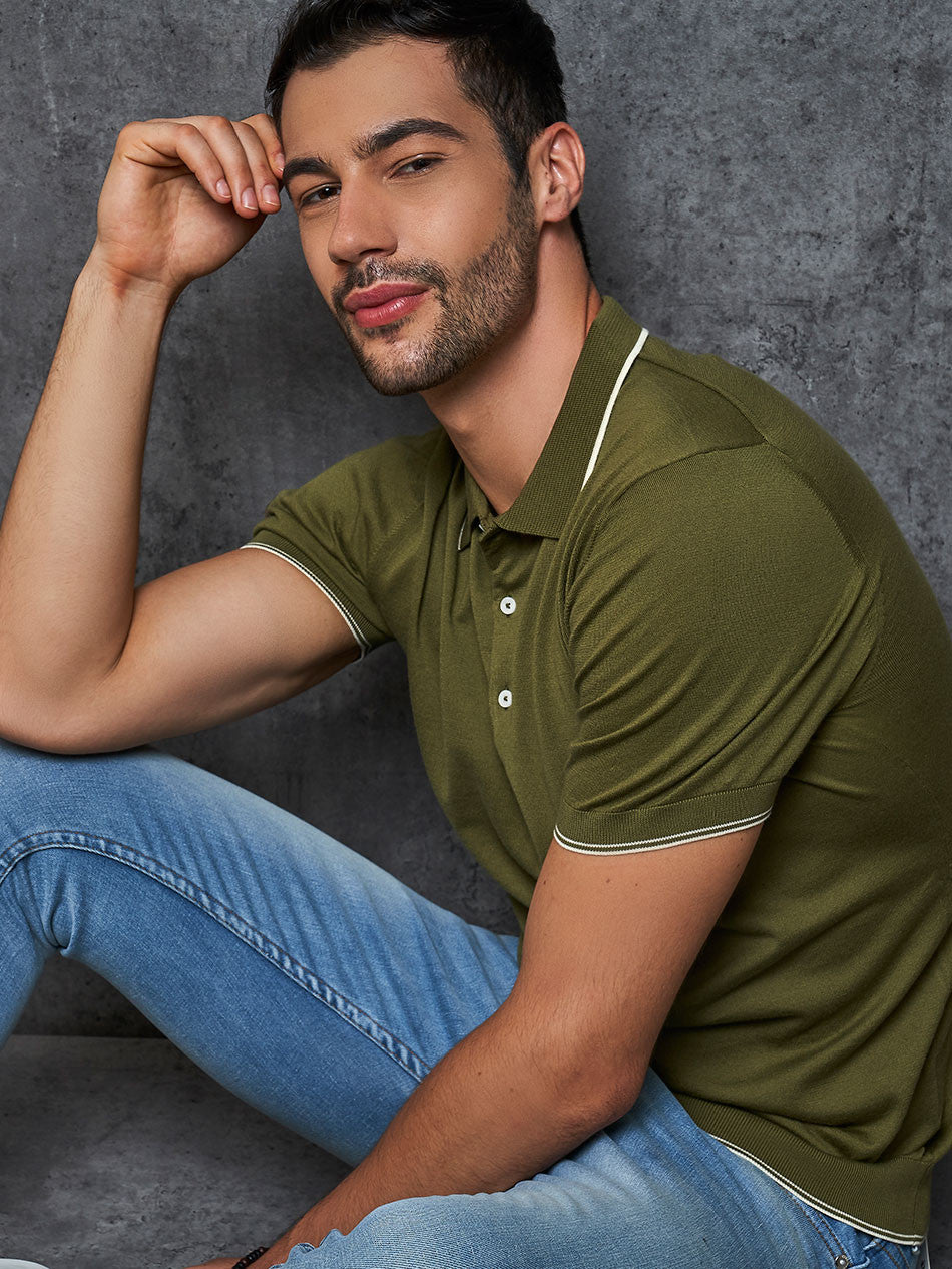 OLIVE KNIT POLO