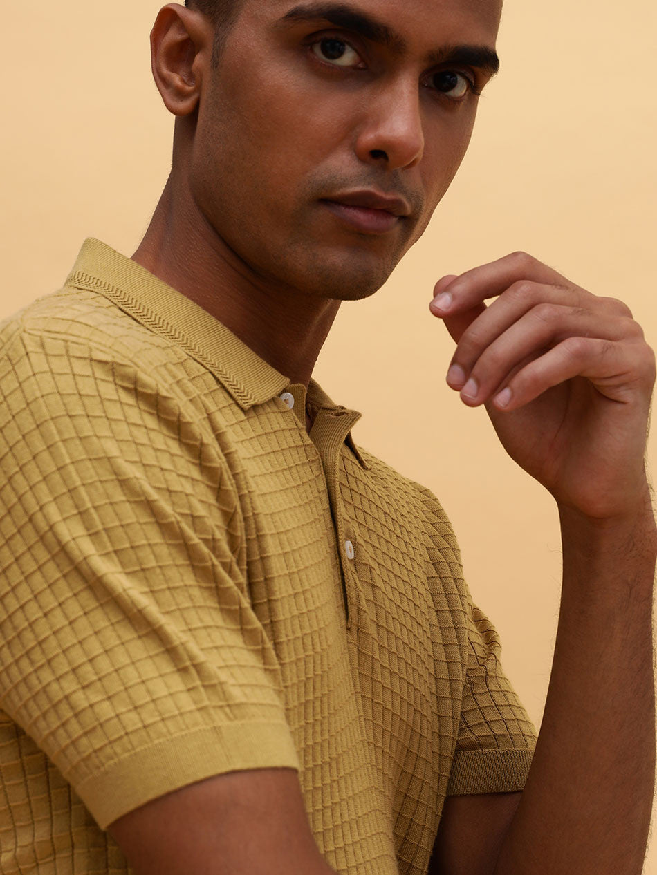 SAND BROWN TEXTURED POLO