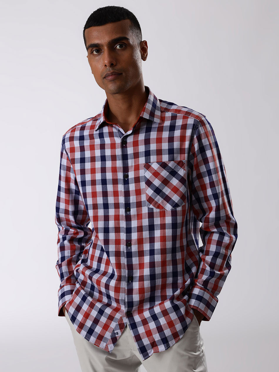 RUST NAVY HERRINGBONE