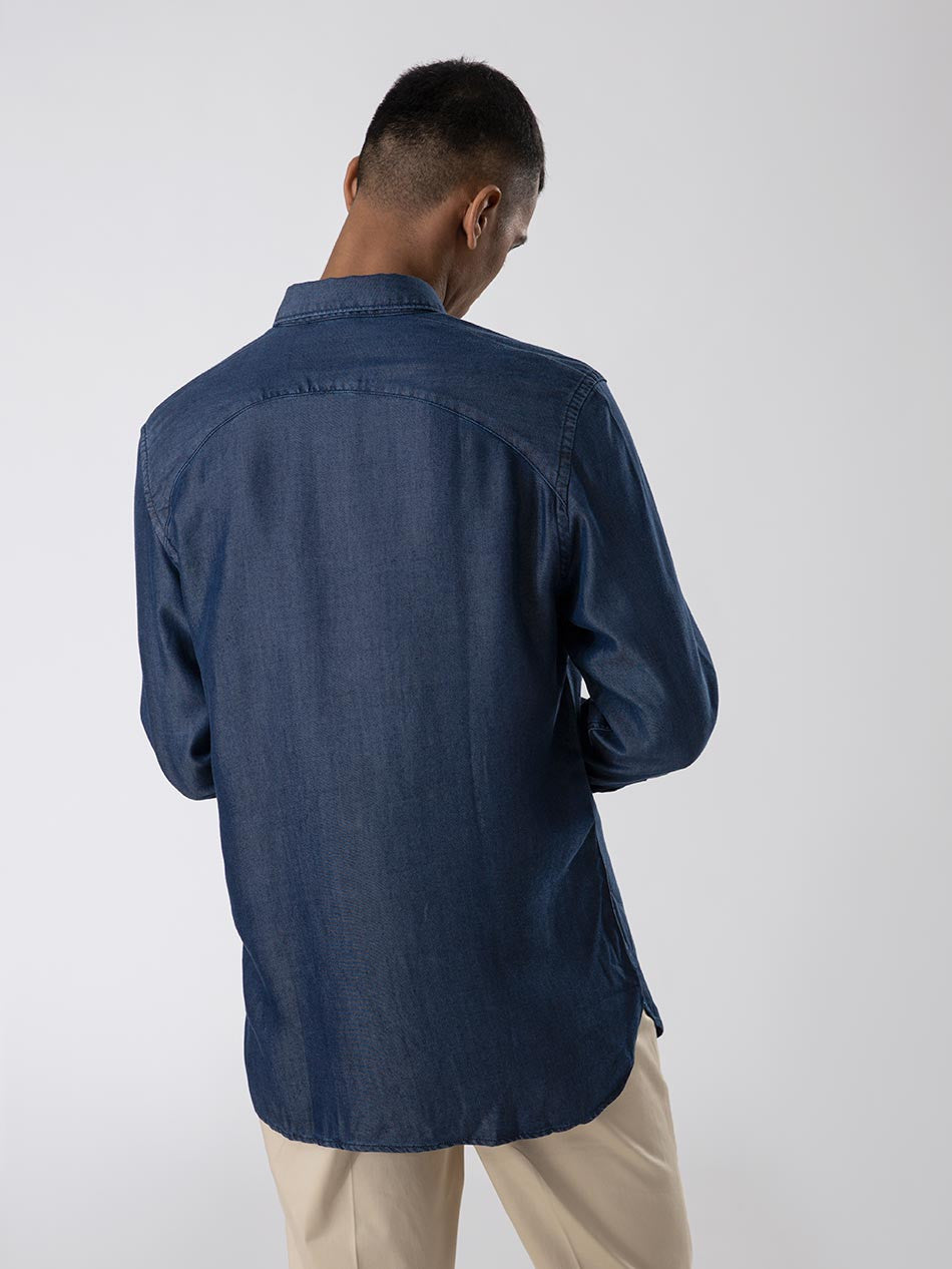 DARK WASH TENCEL POPOVER