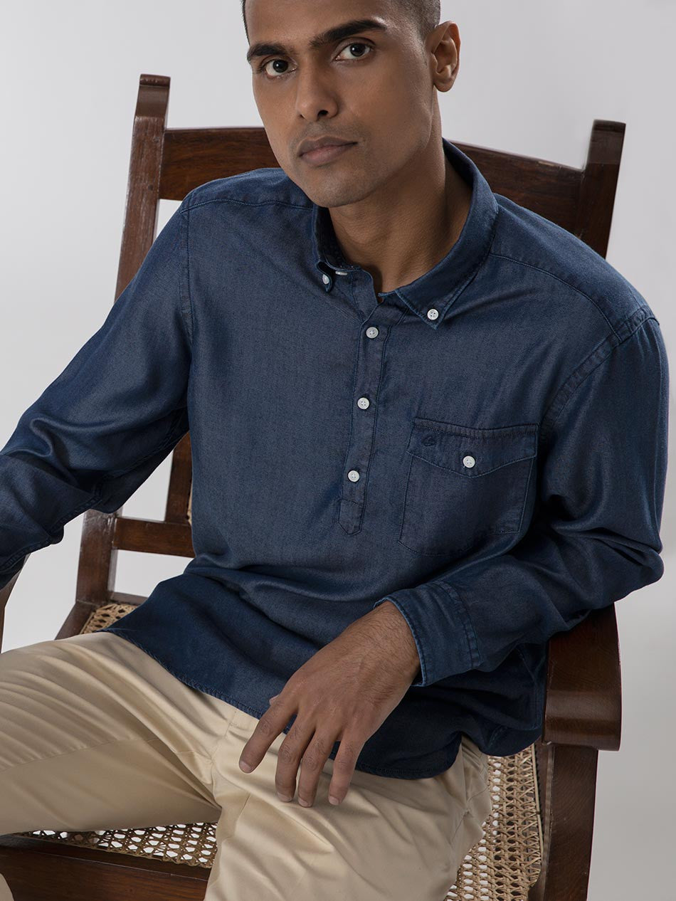 DARK WASH TENCEL POPOVER