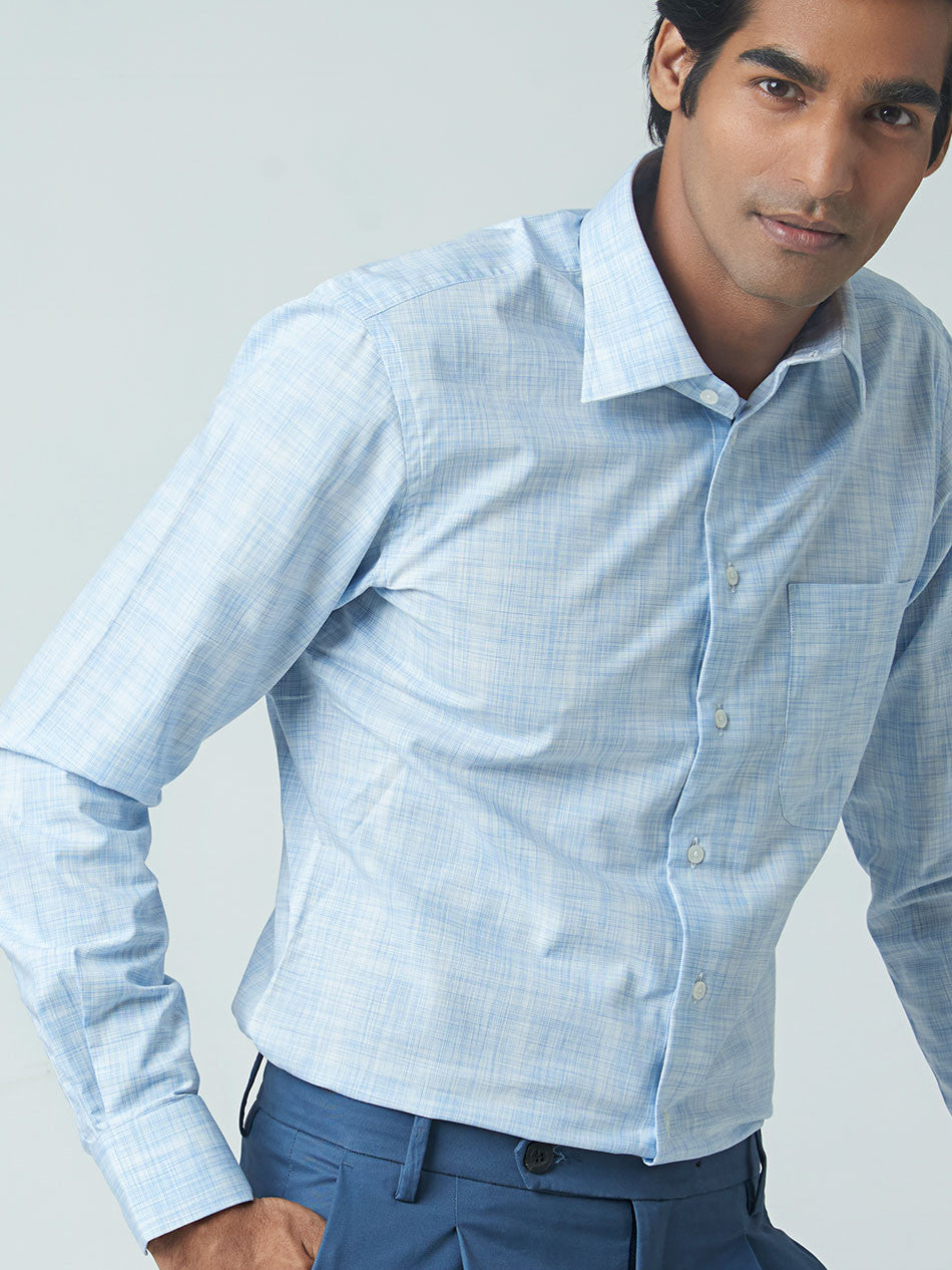 SKETCHY BLUE SPACEDYED SHIRT