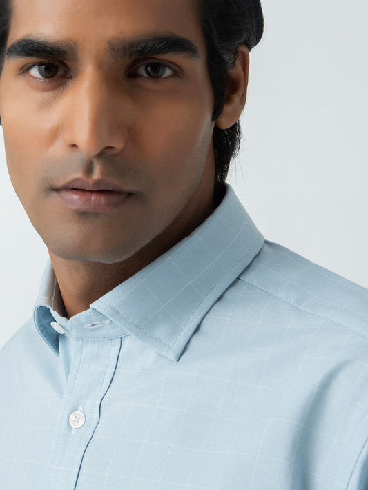 ICE BLUE CHECK STRETCH SHIRT