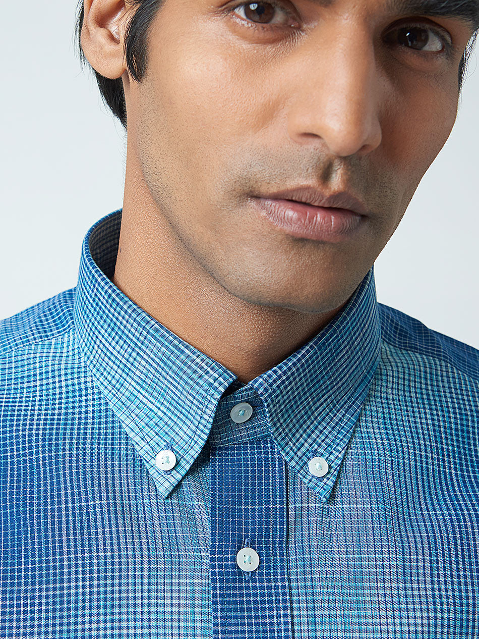 TEAL NAVY SPACEDYED SHIRT