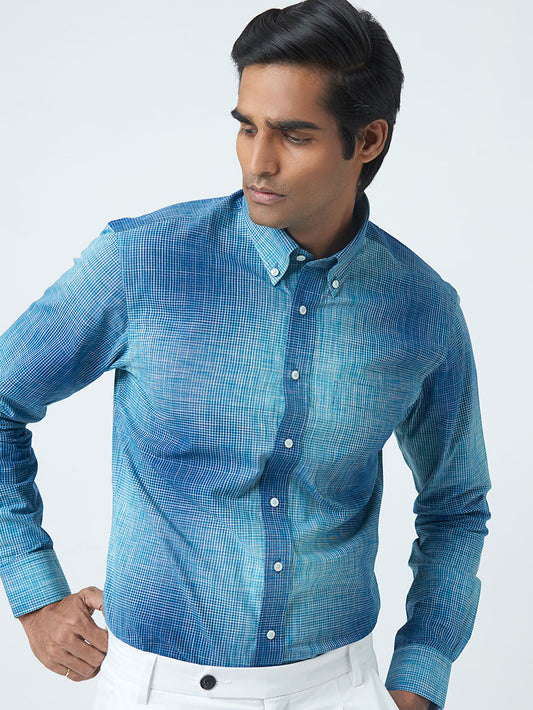 TEAL NAVY SPACEDYED SHIRT
