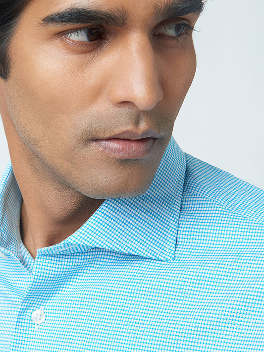 TEAL TENCEL TWILL CHECK SHIRT