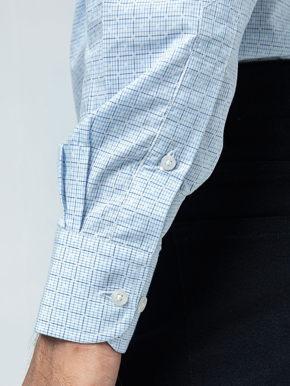 BLUE DOBBY CHECK SHIRT