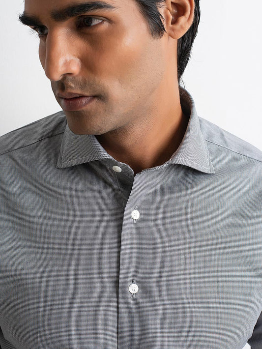 SUPER 100s BLACK PIN CHECK SHIRT