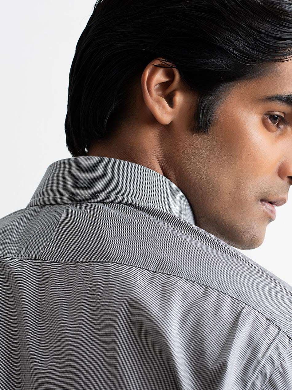 SUPER 100s BLACK PIN CHECK SHIRT