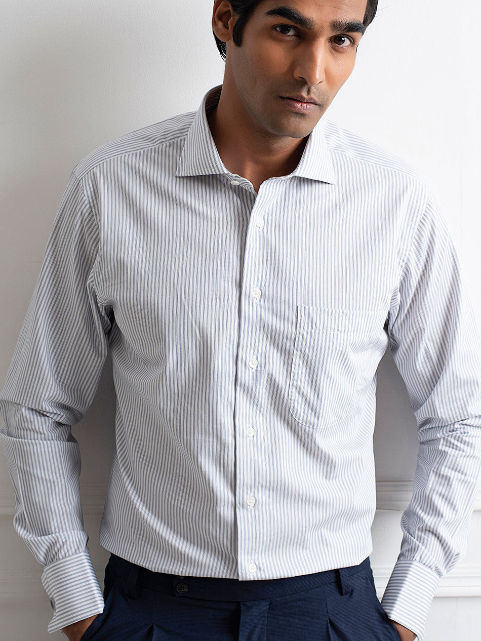 SUPER 90s TWILL STRIPE FRENCH CUFF SHIRT