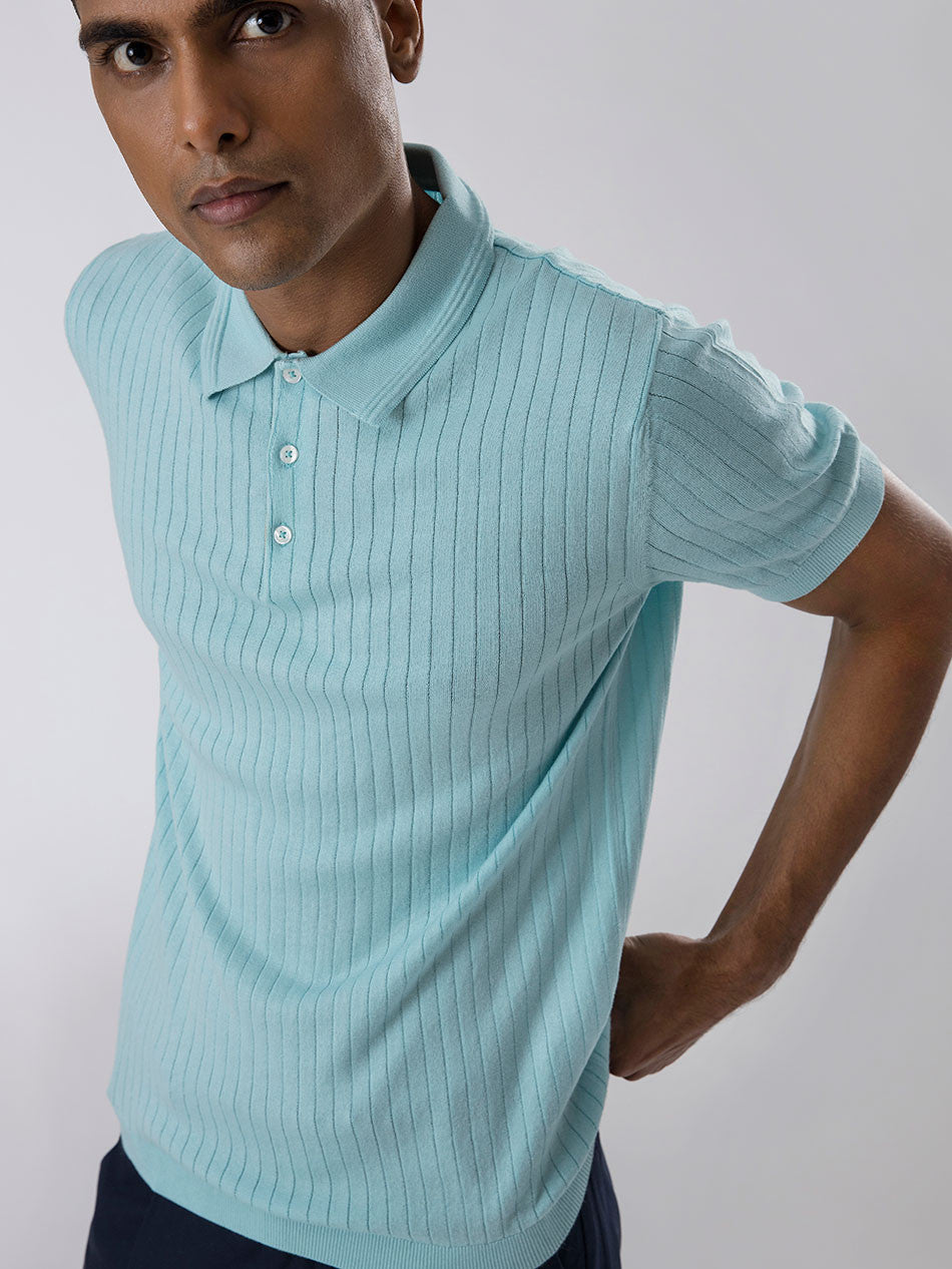 SKY BLUE STRIPED POLO