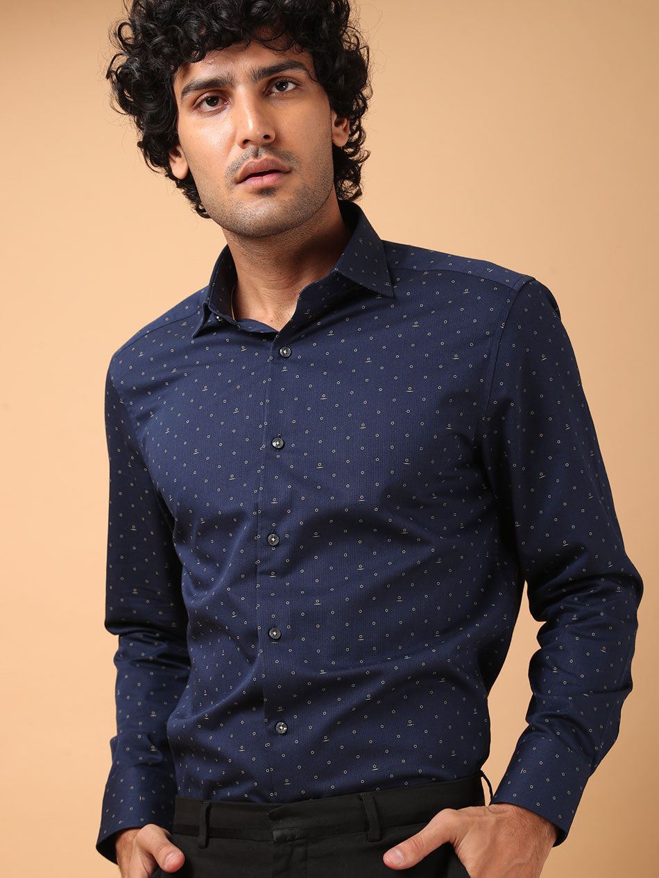 Navy dobby print