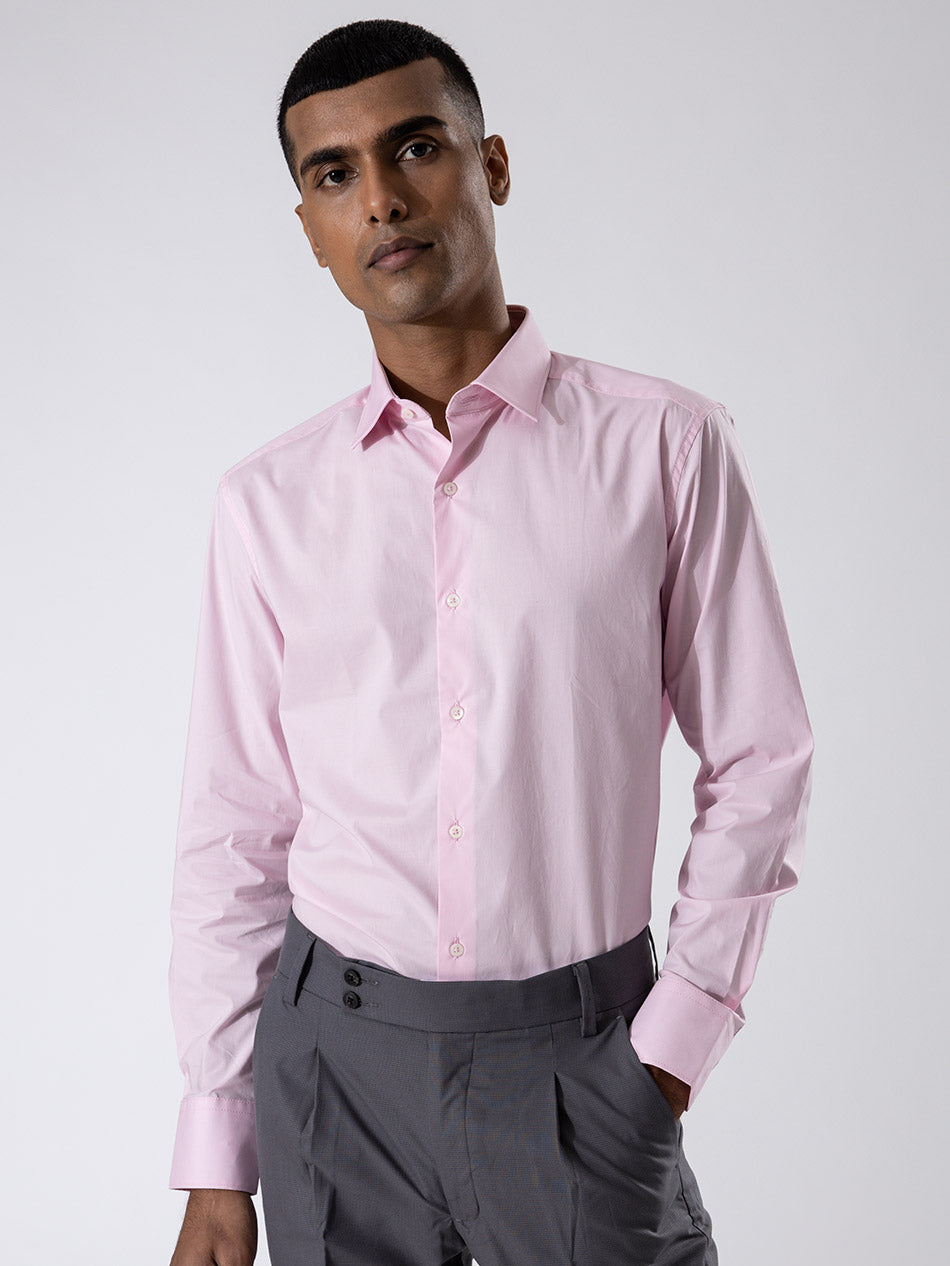 Men's Cotton Stretch Pink Formal Shirt back details