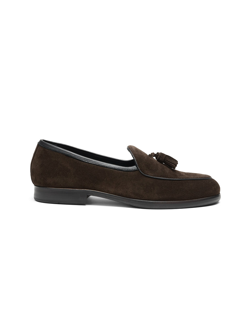 Dark Brown Suede Belgian Loafers