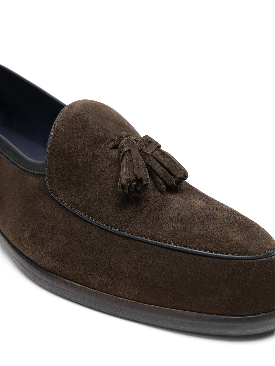 Dark Brown Suede Belgian Loafers