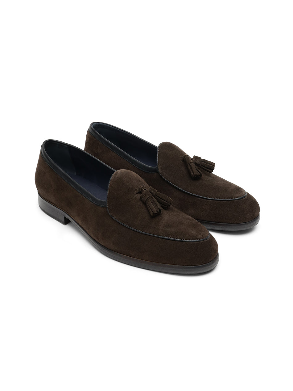 Dark Brown Suede Belgian Loafers