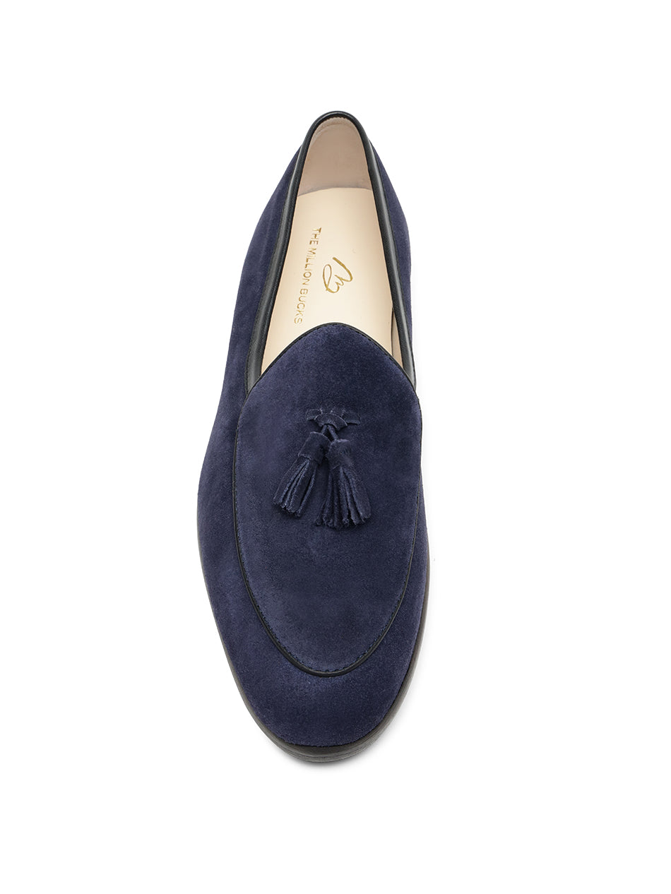 Navy Suede Belgian Loafers