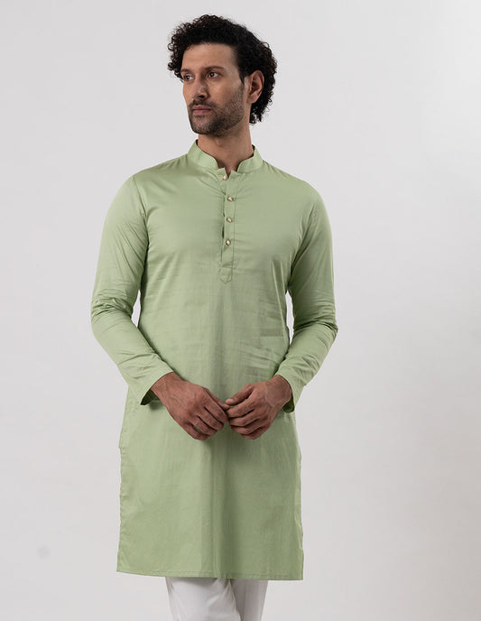Pista Green Cotton-Satin Kurta