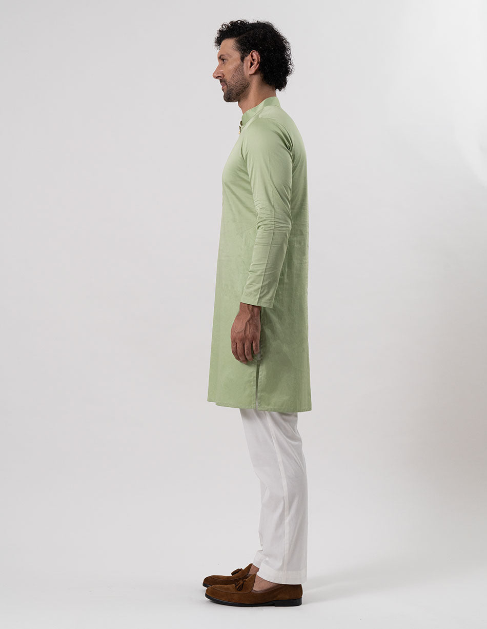 Pista Green Cotton-Satin Kurta