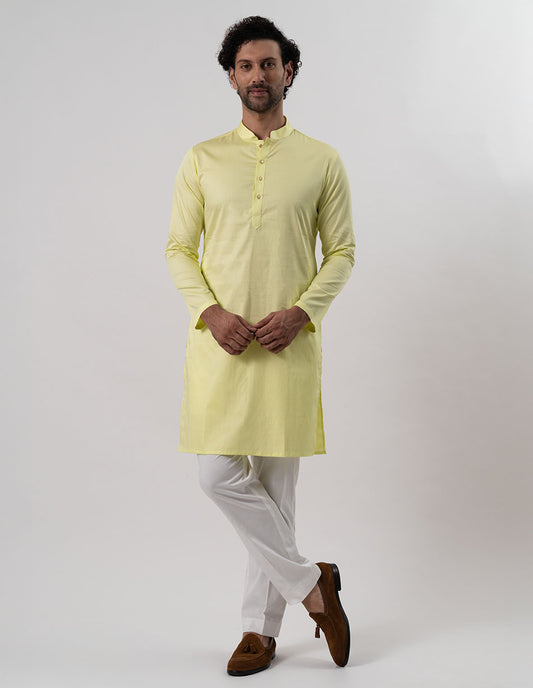 Lime Green Cotton-Satin Kurta