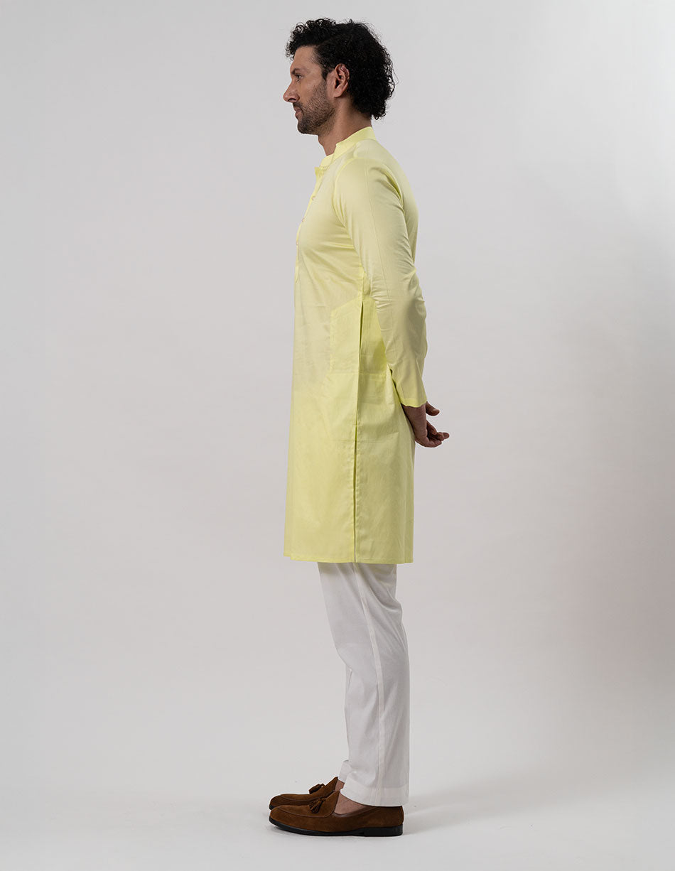 Lime Green Cotton-Satin Kurta