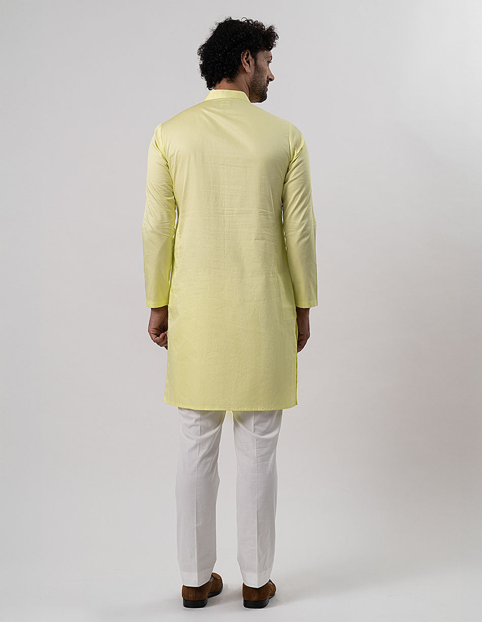 Lime Green Cotton-Satin Kurta
