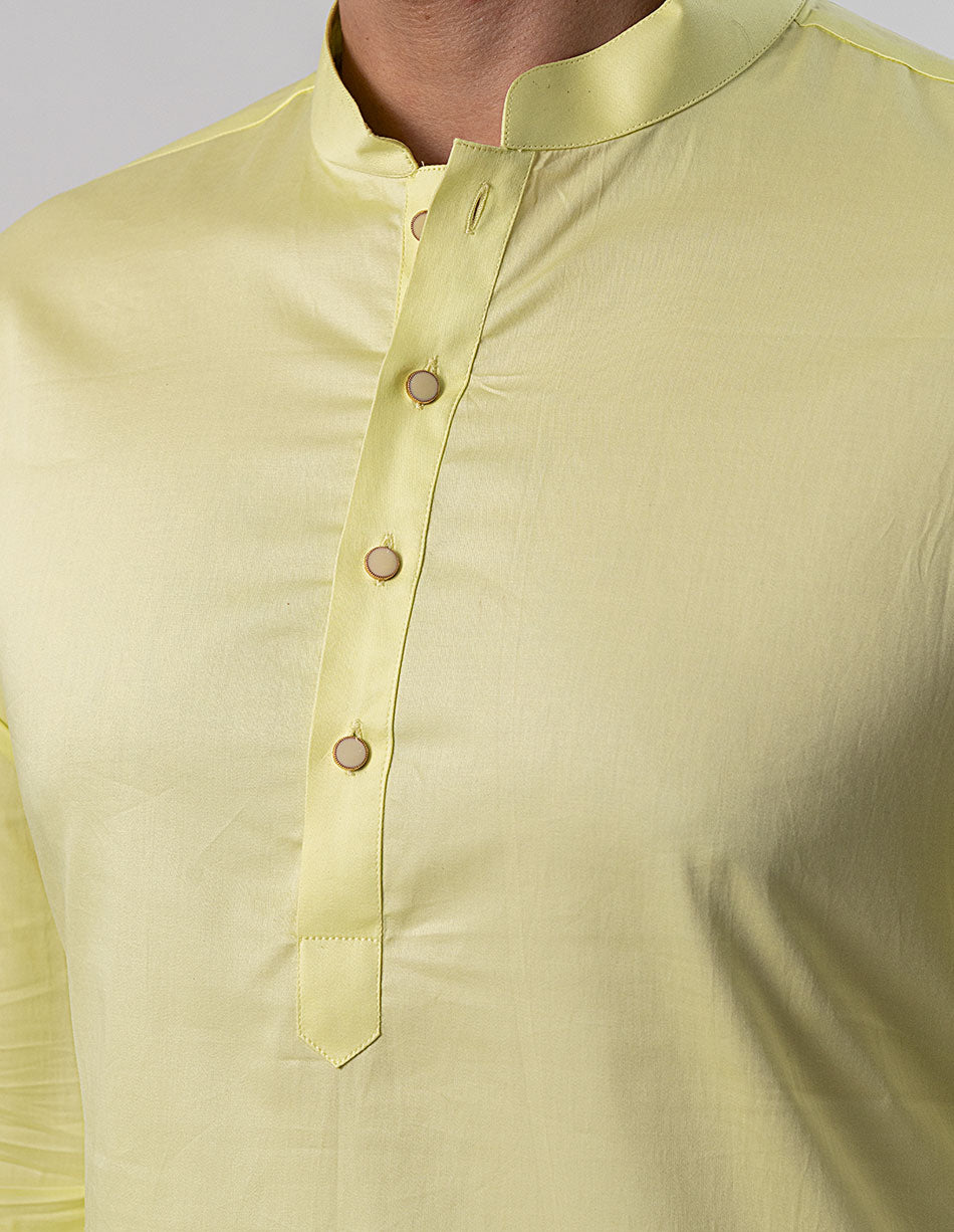 Lime Green Cotton-Satin Kurta