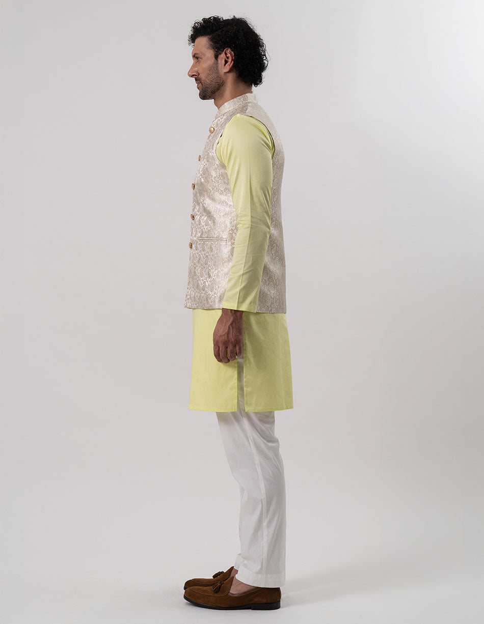 Champagne Paisley Brocade Bandhgala