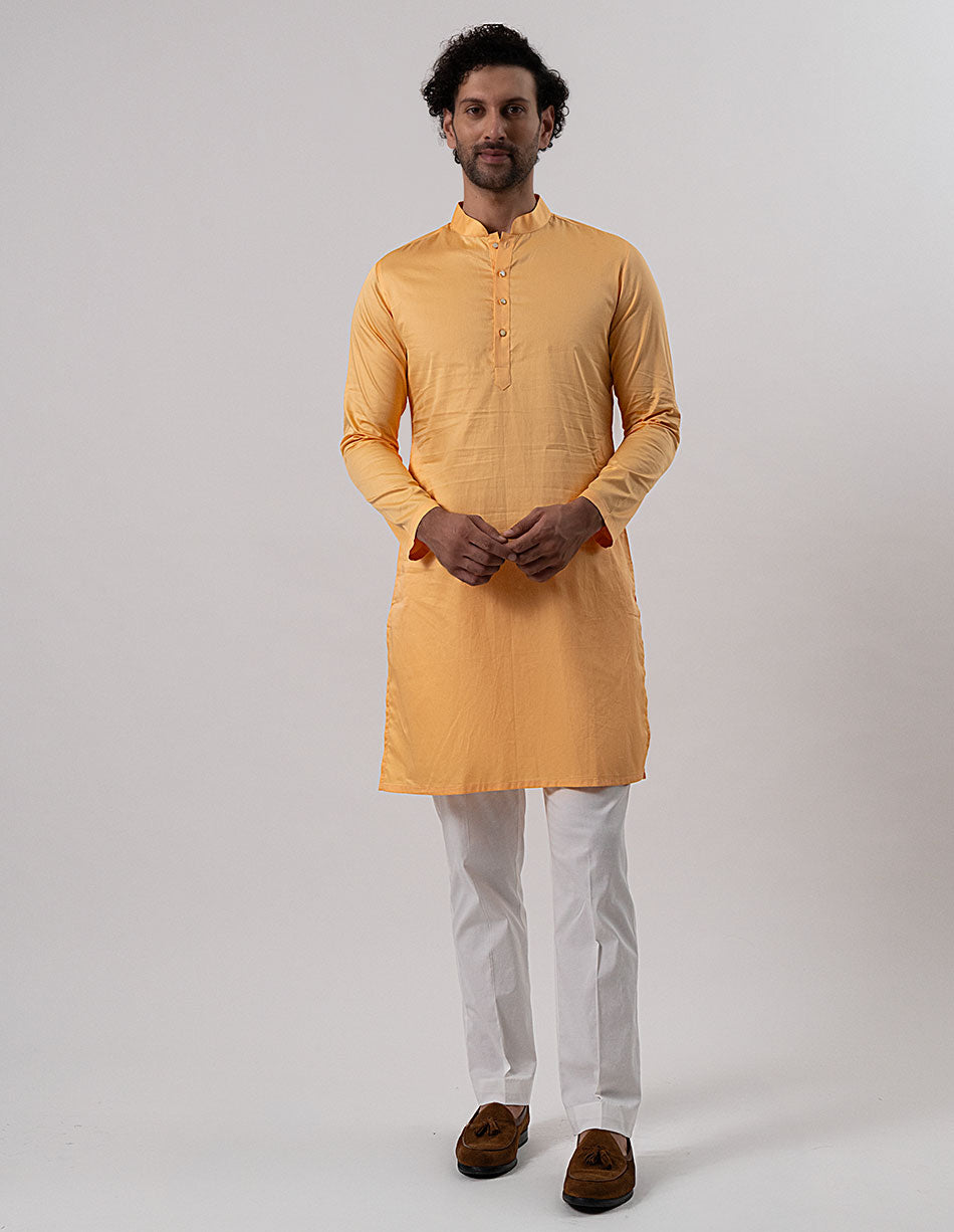 Peach Cotton-Satin Kurta