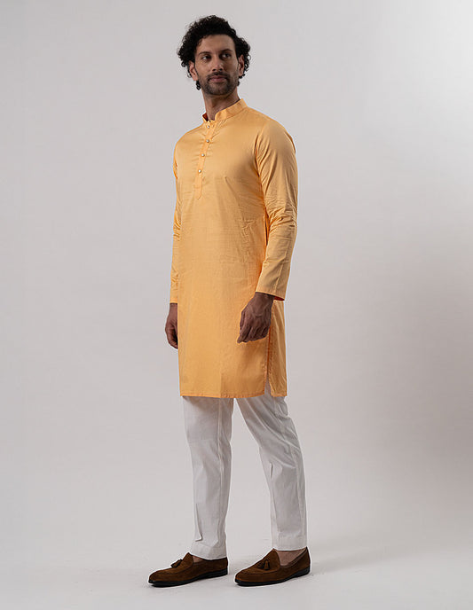 Peach Cotton-Satin Kurta