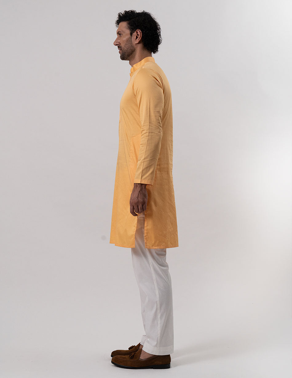 Peach Cotton-Satin Kurta
