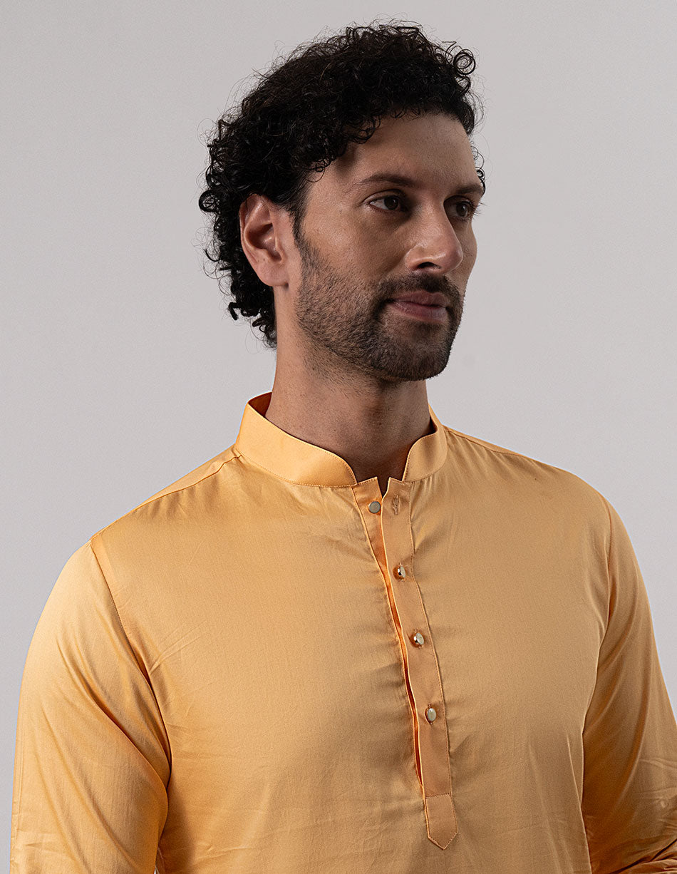 Peach Cotton-Satin Kurta
